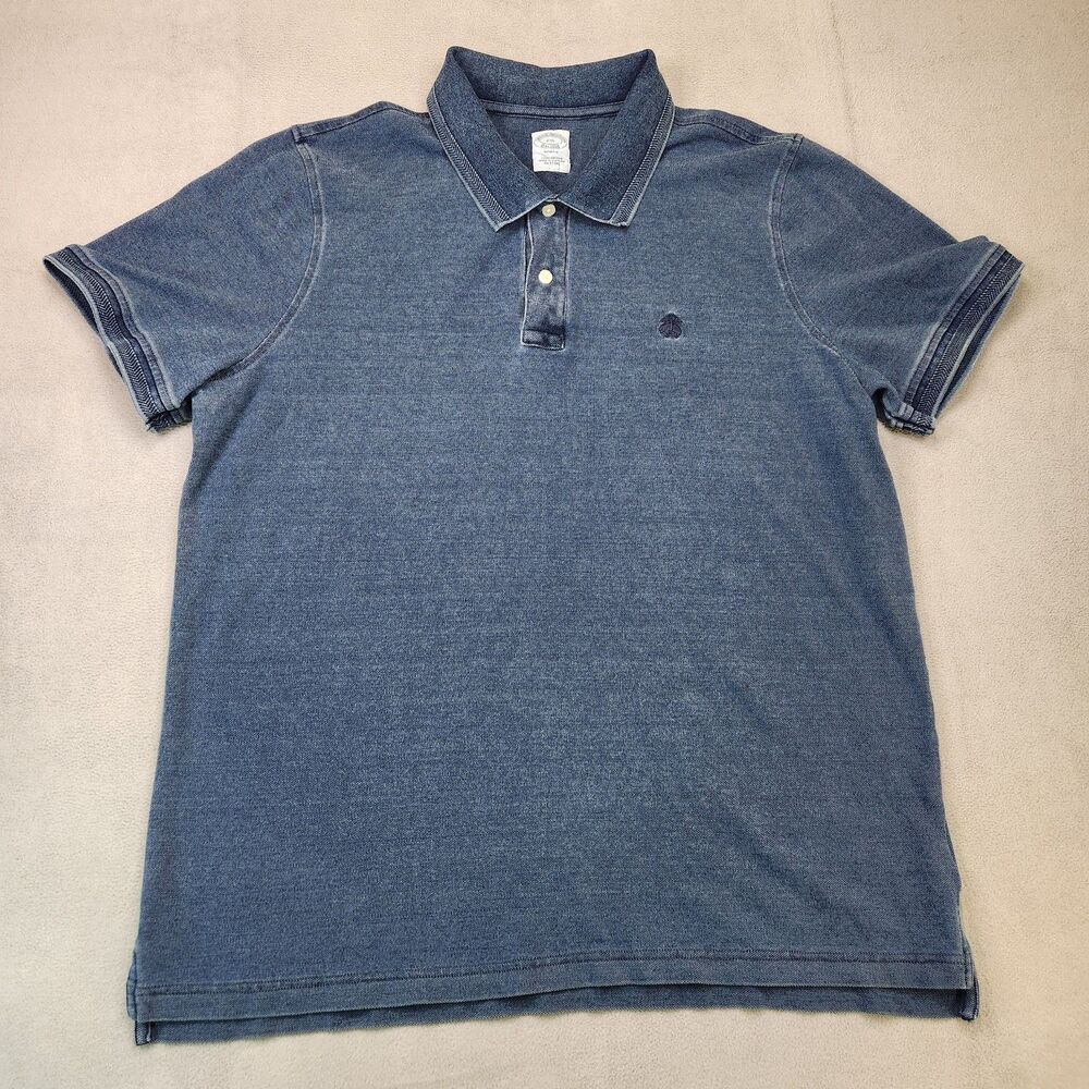 Brooks Brothers Blue Birdseye Polo Shirt Contrast Herringbone Trim Mens 2XL Slim
